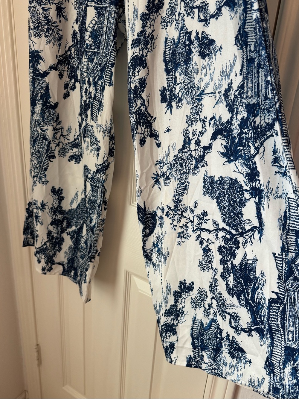 Navy & White Toile Wide-Leg Palazzo Pants - Picture 5 of 9